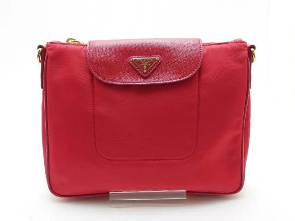 Prada Shoulder Bag Saffiano Leather Red
